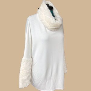 Chelsea and Theodore, Furry Cowl neck sweater. L